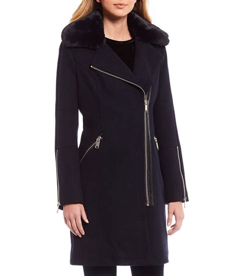 michael michael kors wool blend and faux fur coat|Michael Kors fur coat women's.